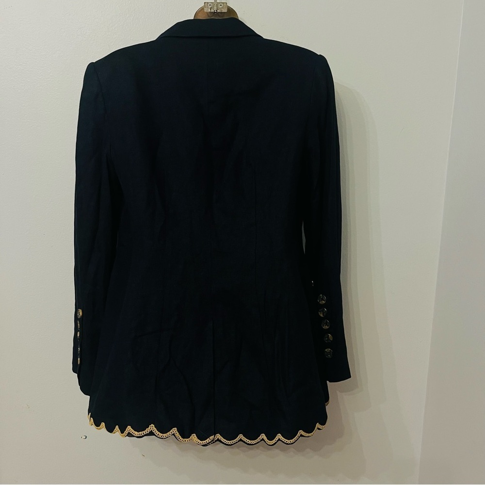 Sam Edelman Black Scallop Hem Blazer | Feminine Tailored Workwear Chic S - Picture 7 of 8